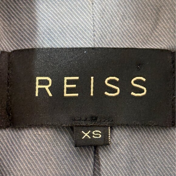 Reiss Ellie Anthracite Leather Shearling Jacket Belt Zipper Detail Gray Size XS - Picture 5 of 8